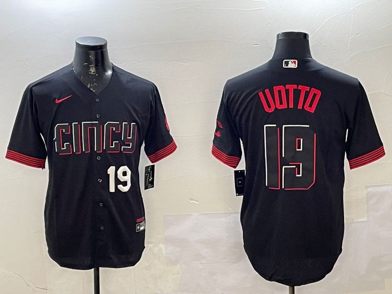 Men Cincinnati Reds #19 Uotto Black City Edition Game Nike 2025 MLB Jersey style 3